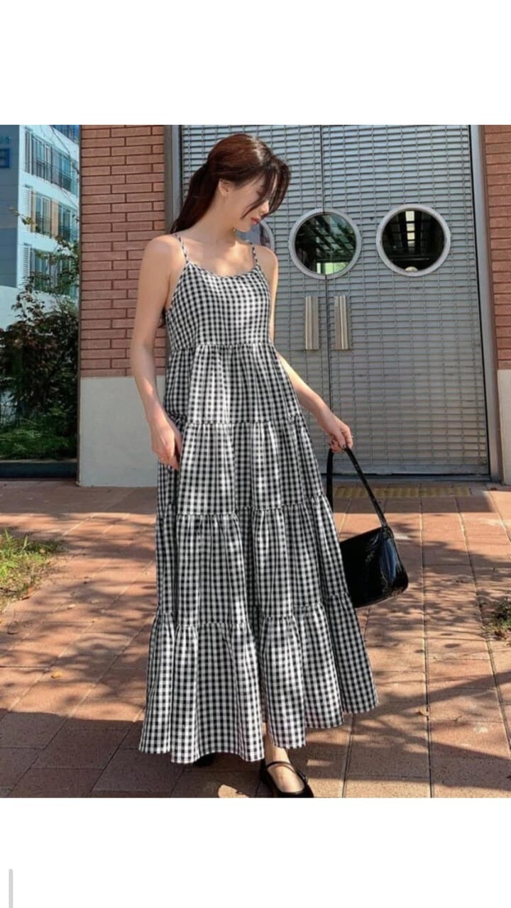 Gingham Tiered Dress - 1