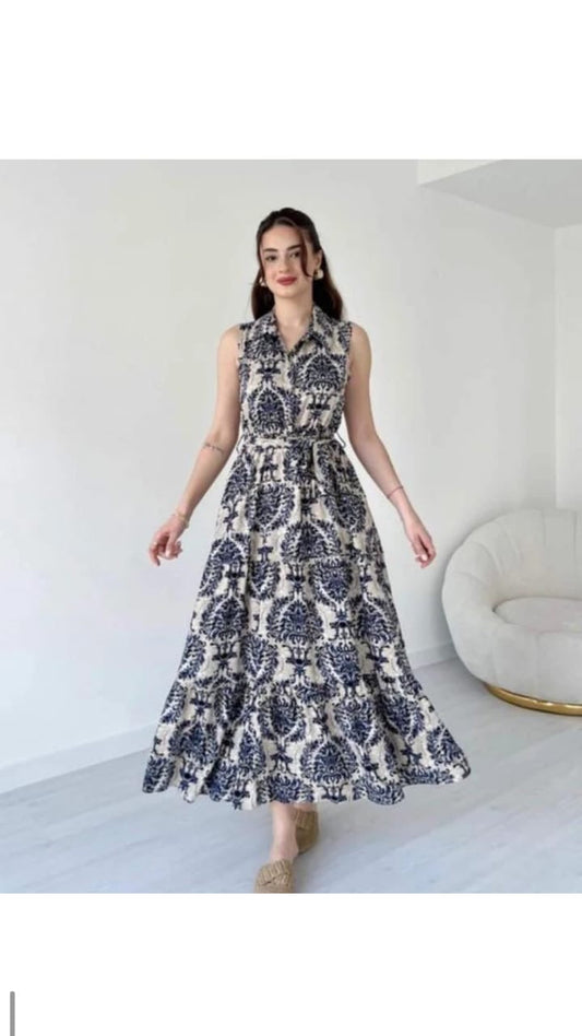 Indigo Floral Dress - 1